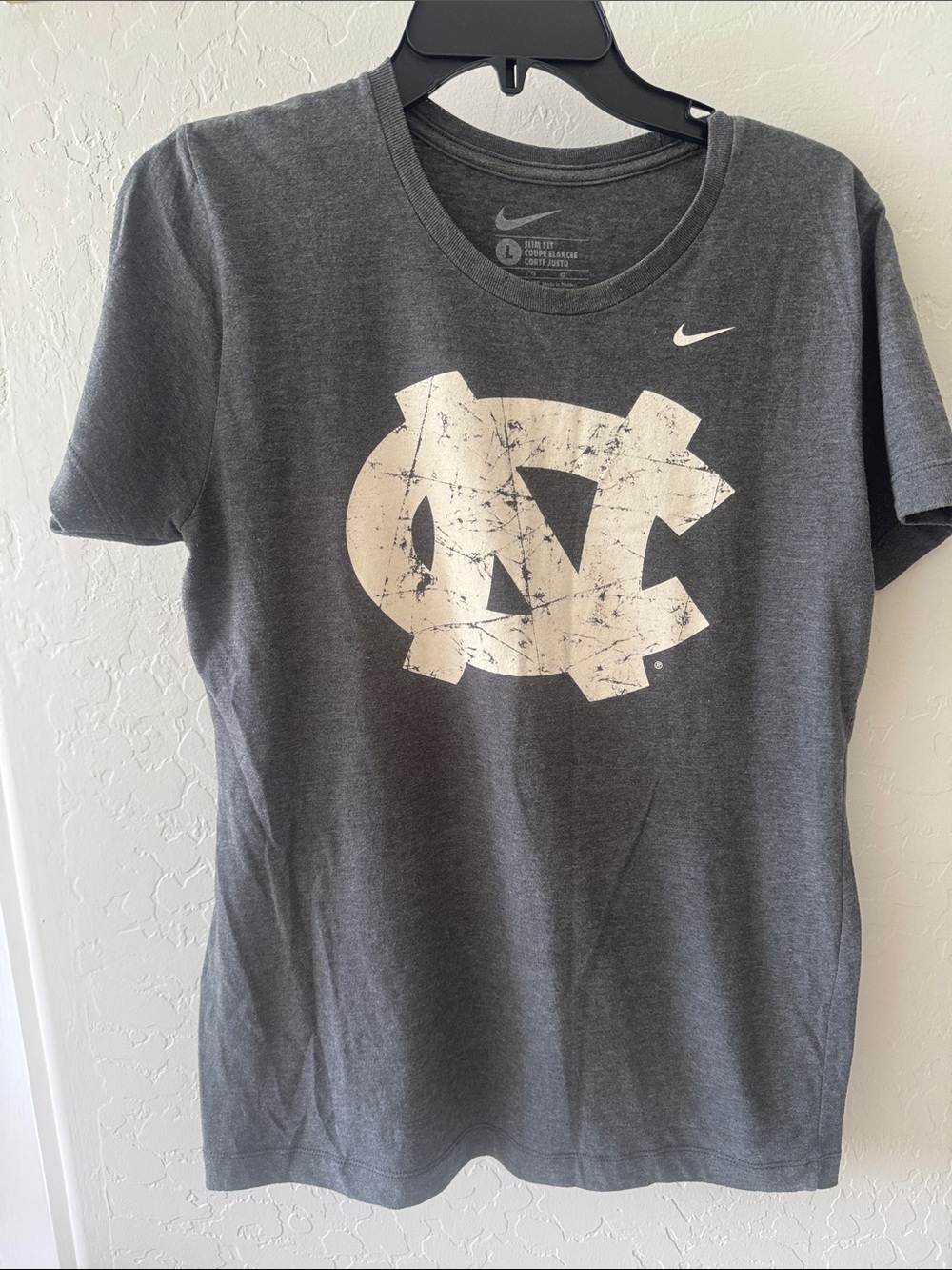 Nike Charcoal Gray UNC Distressed Logo Tee